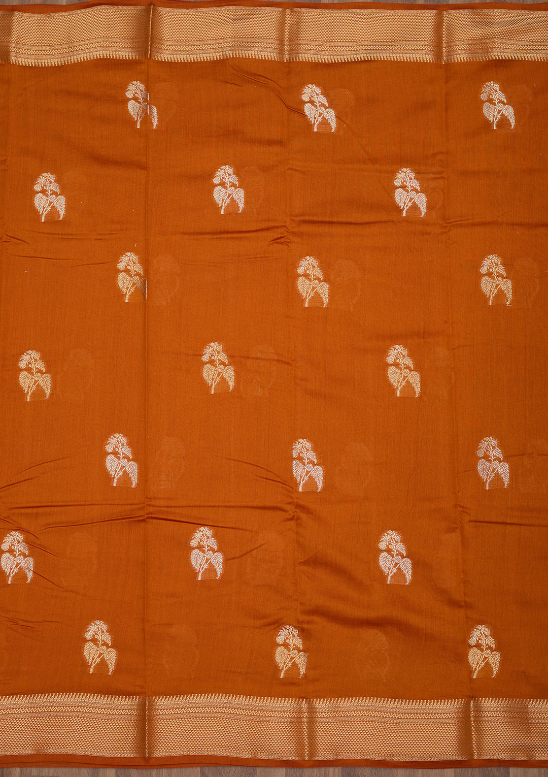 Rust Zariwork Pure Silk Saree