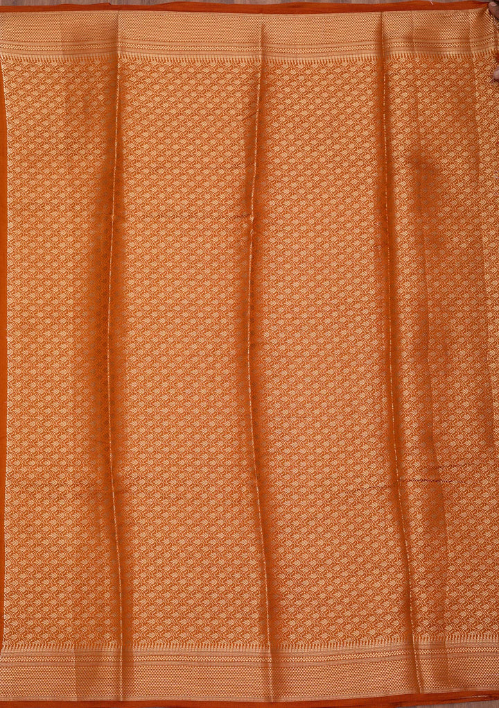 Rust Zariwork Pure Silk Saree