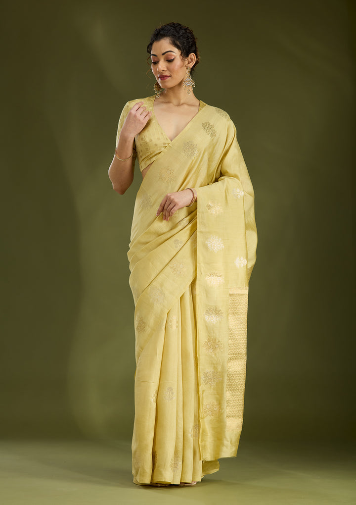 Gold Zariwork (Silver) Pure Silk Saree