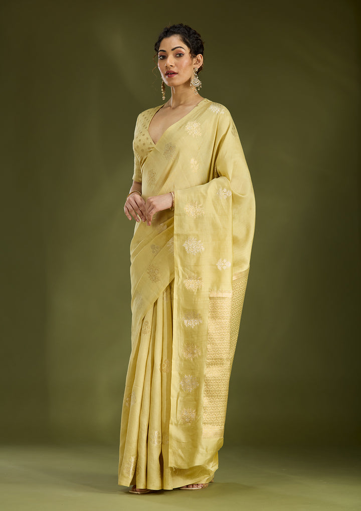 Gold Zariwork (Silver) Pure Silk Saree