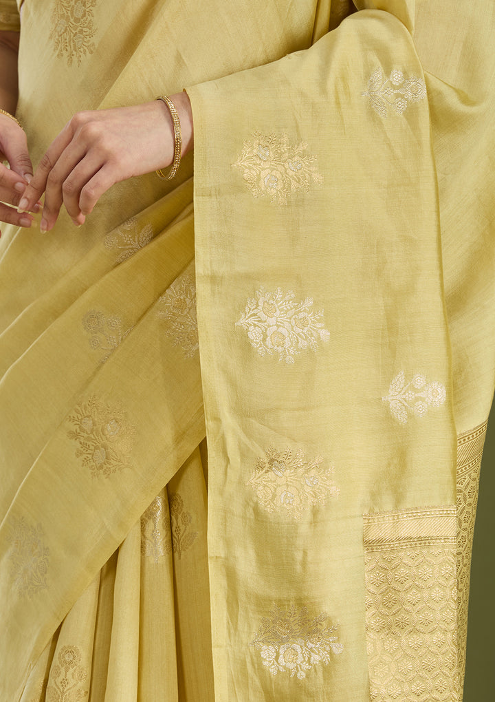 Gold Zariwork (Silver) Pure Silk Saree