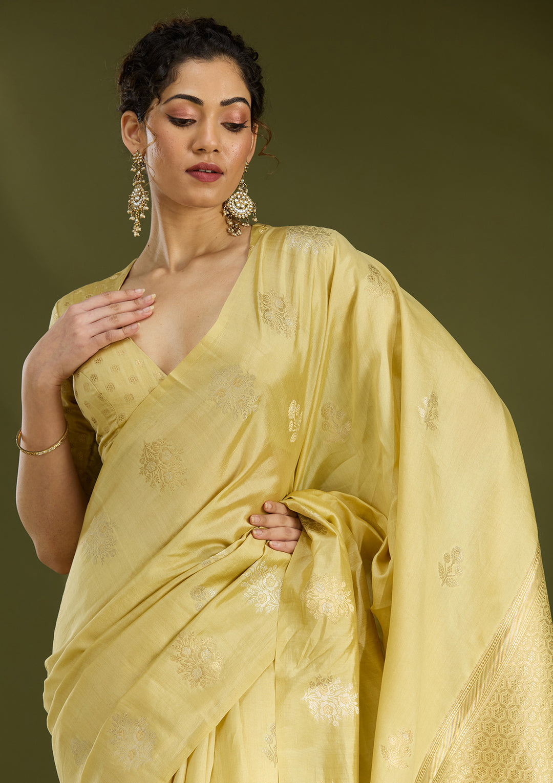 Gold Zariwork (Silver) Pure Silk Saree