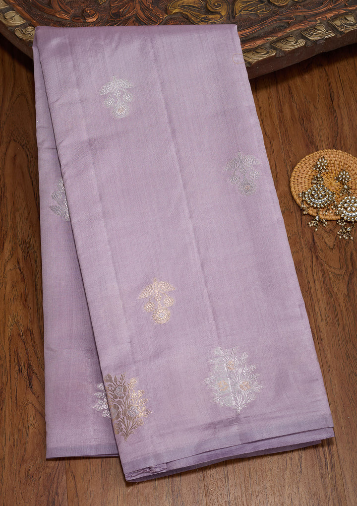 Lavender Zariwork Pure Silk Saree