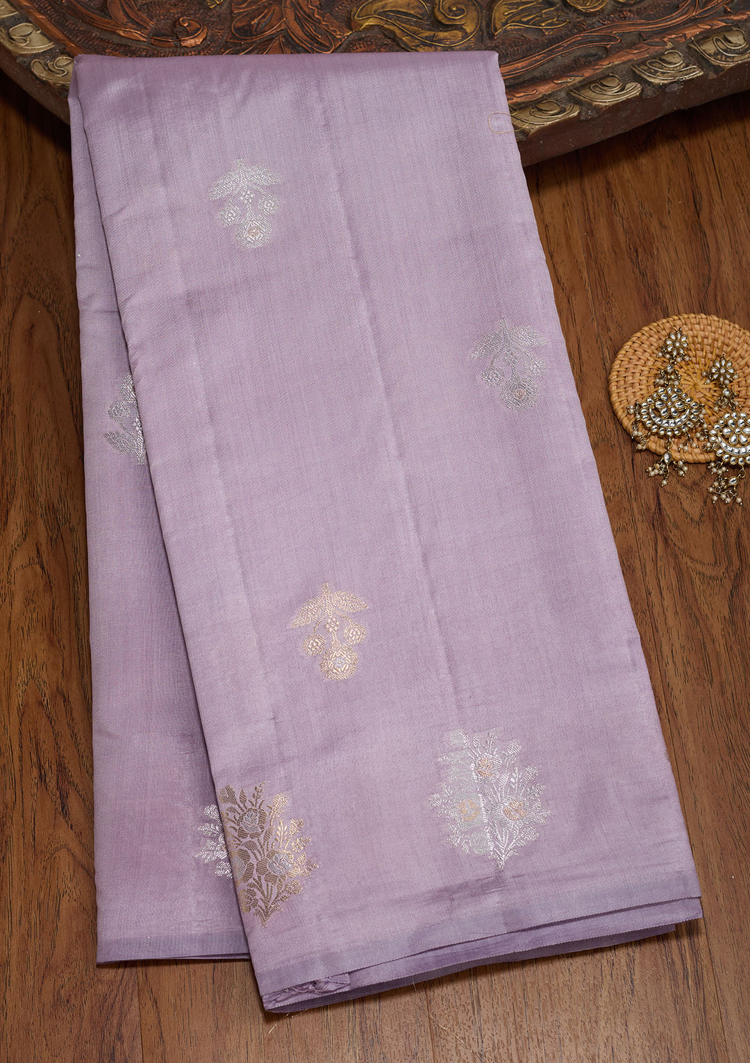 Violet Zariwork Pure Crepe Silk Saree