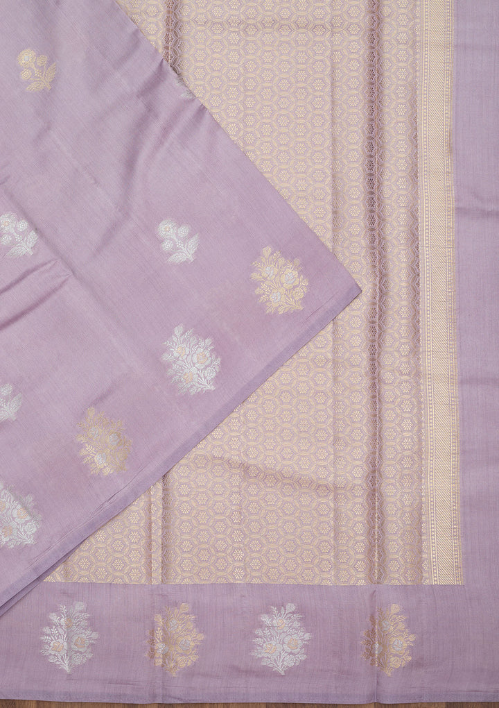 Lavender Zariwork Pure Silk Saree