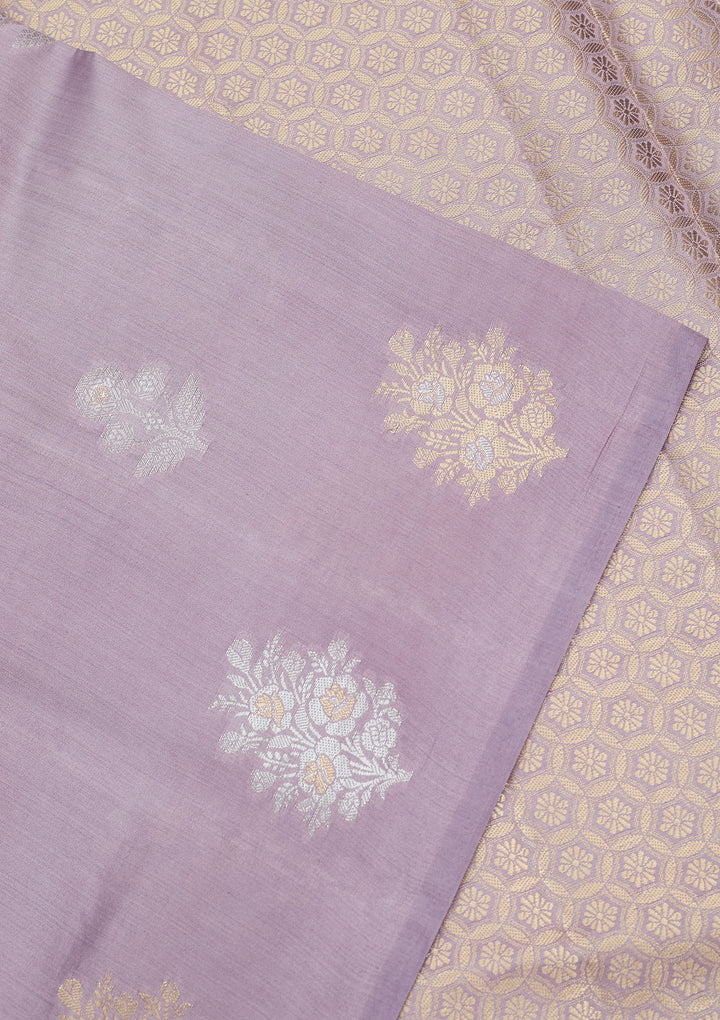Lavender Zariwork Pure Silk Saree