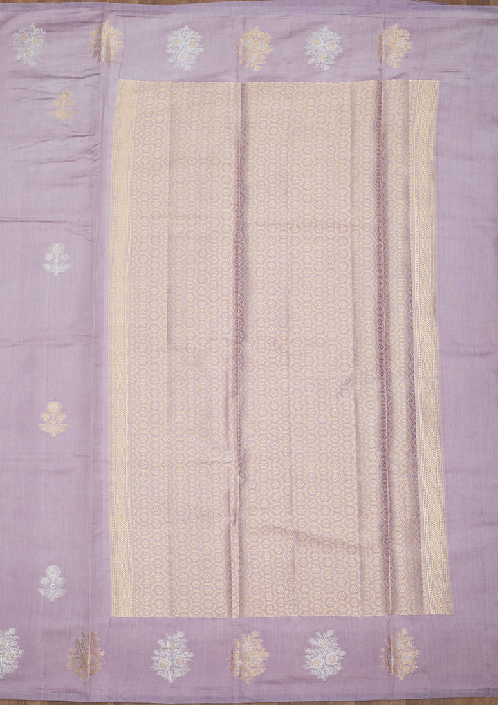 Violet Zariwork Pure Crepe Silk Saree