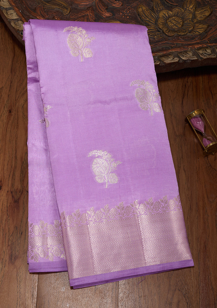Lavender Zariwork (Gold) Pure Silk Saree