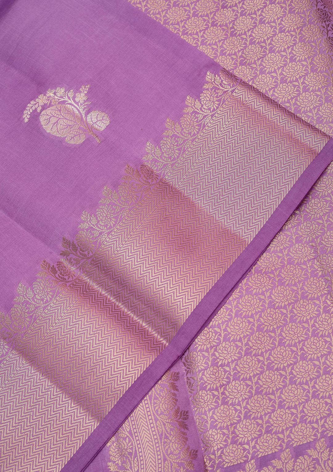 Lavender Zariwork (Gold) Pure Silk Saree