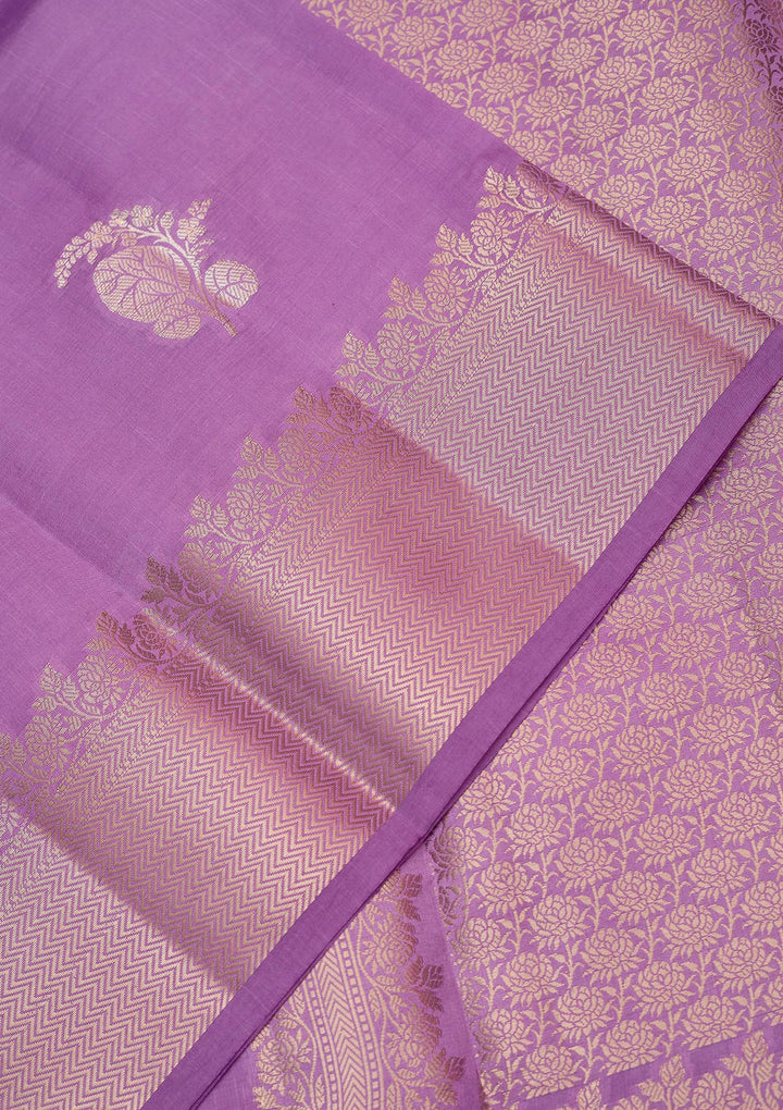 Lavender Zariwork (Gold) Pure Silk Saree