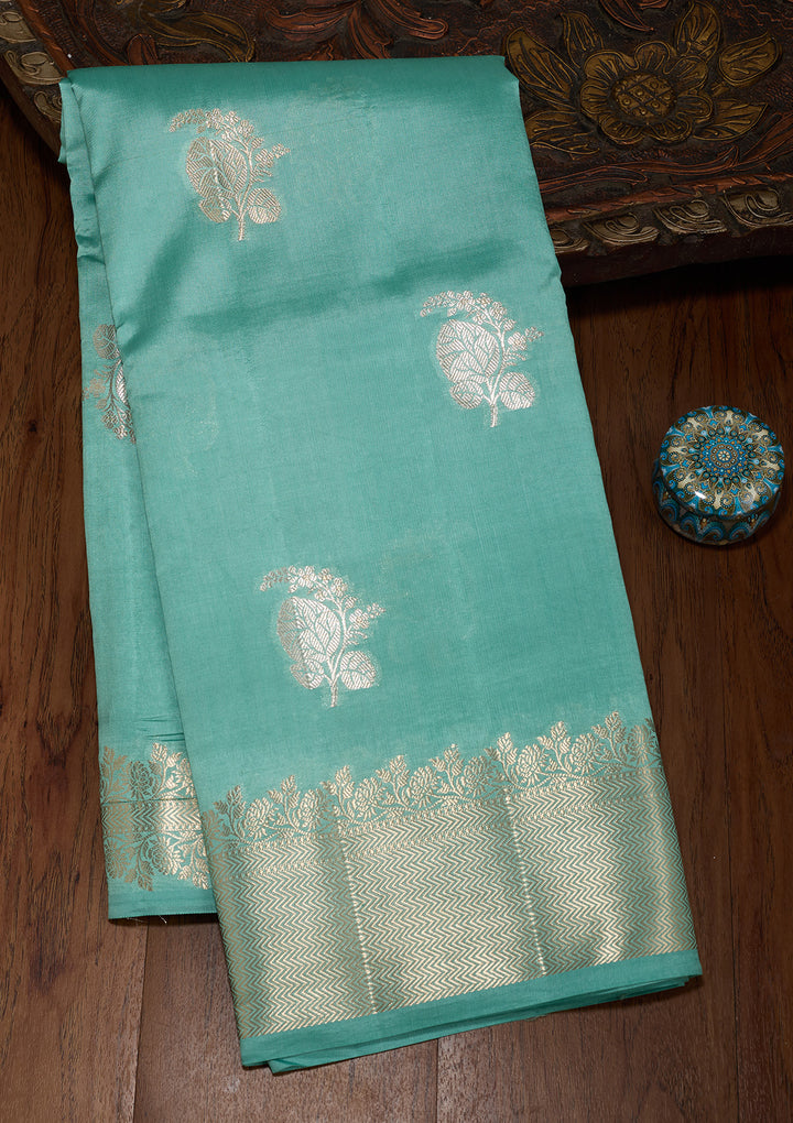 Sky Blue Zariwork (Gold) Pure Silk Silk_Saree