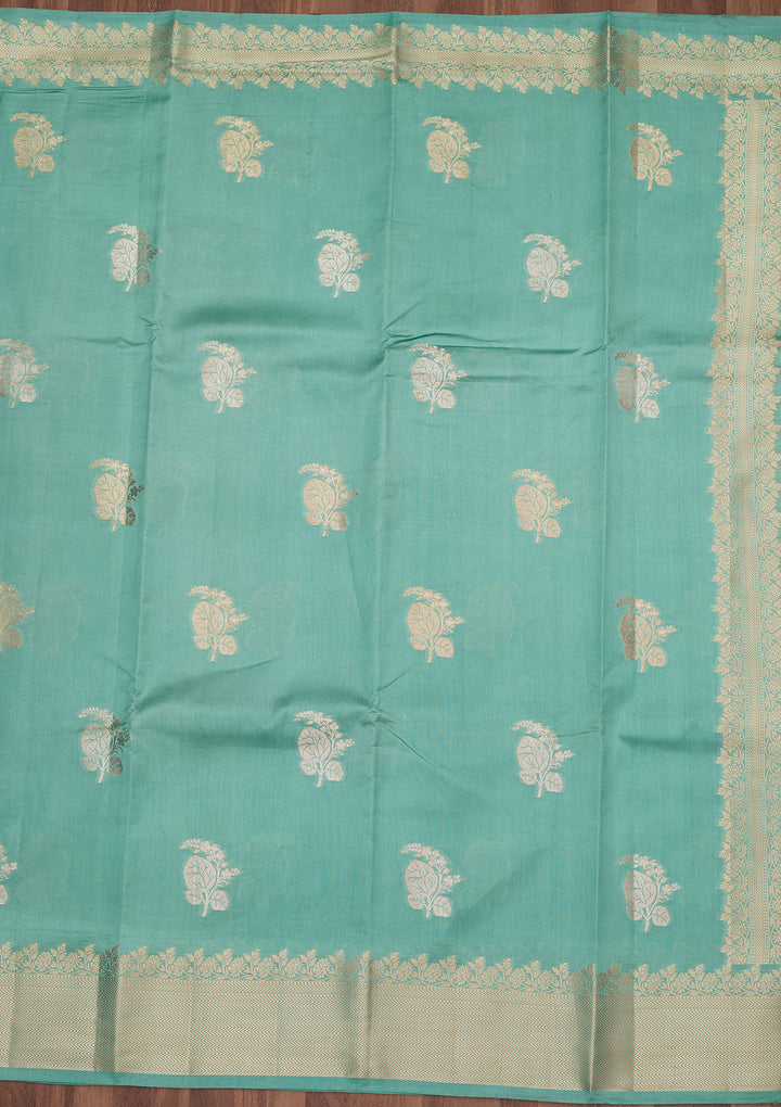 Sky Blue Zariwork (Gold) Pure Silk Silk_Saree