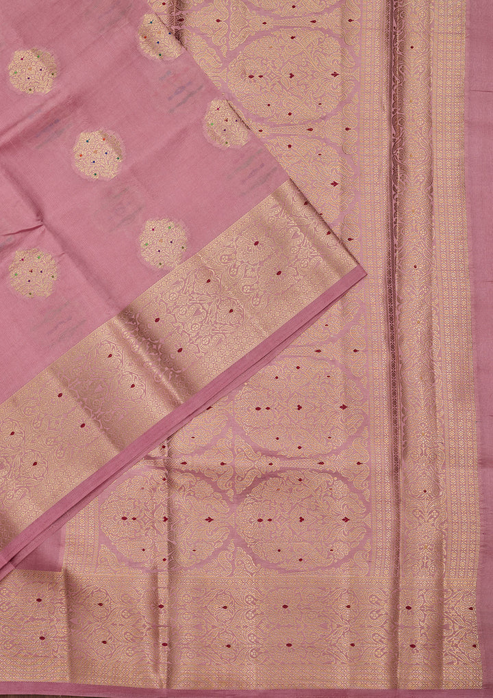 Baby Pink Zariwork Pure Silk Saree