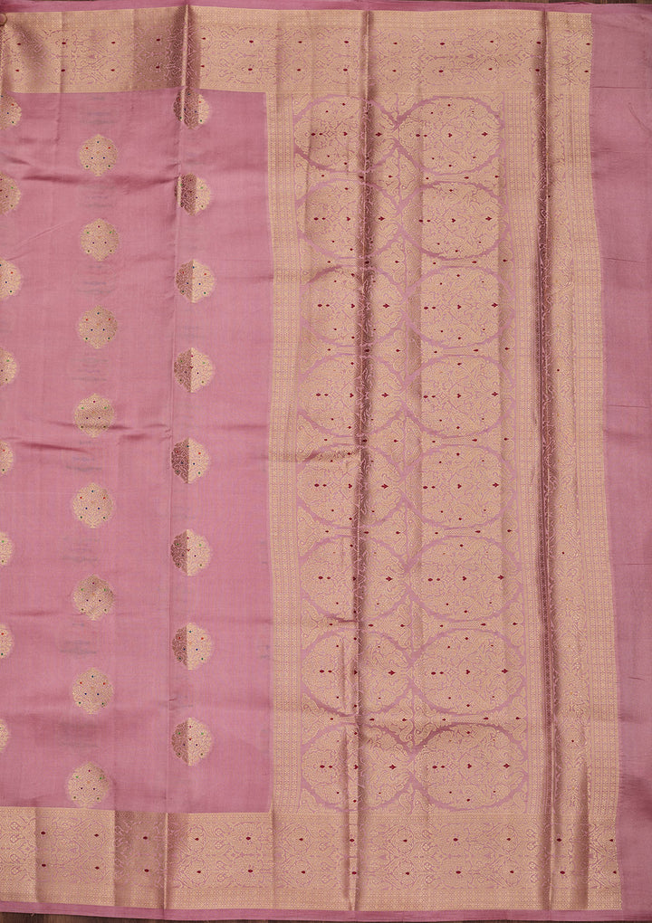 Baby Pink Zariwork Pure Silk Saree