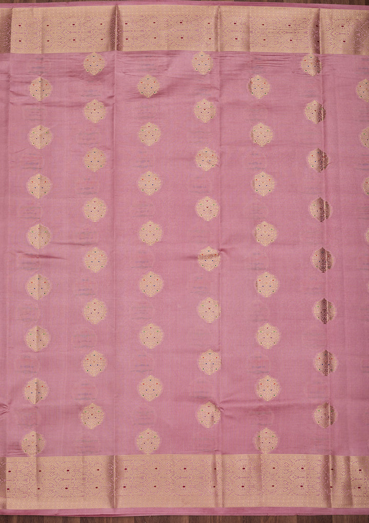 Baby Pink Zariwork Pure Silk Saree