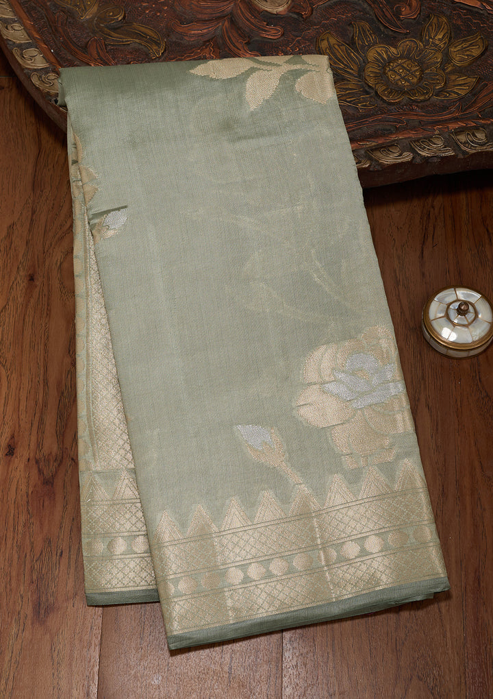 Sea Green Zariwork (Gold) Pure Silk Silk_Saree