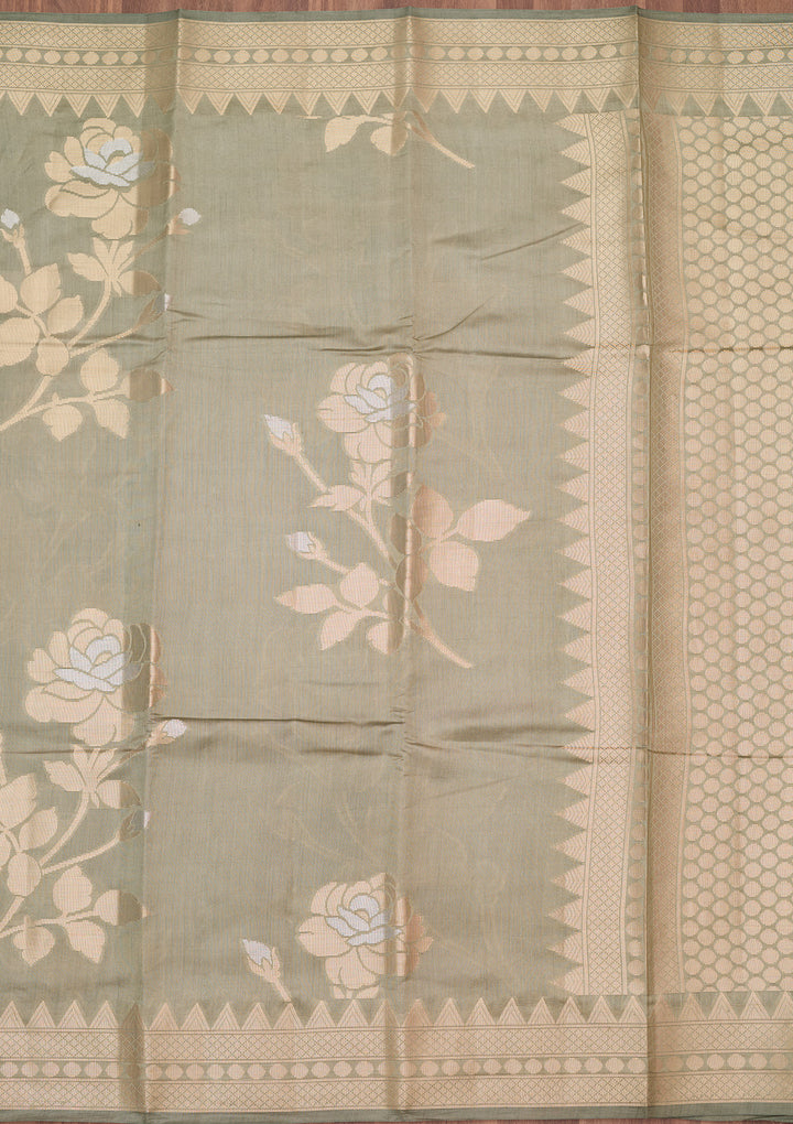Sea Green Zariwork (Gold) Pure Silk Silk_Saree