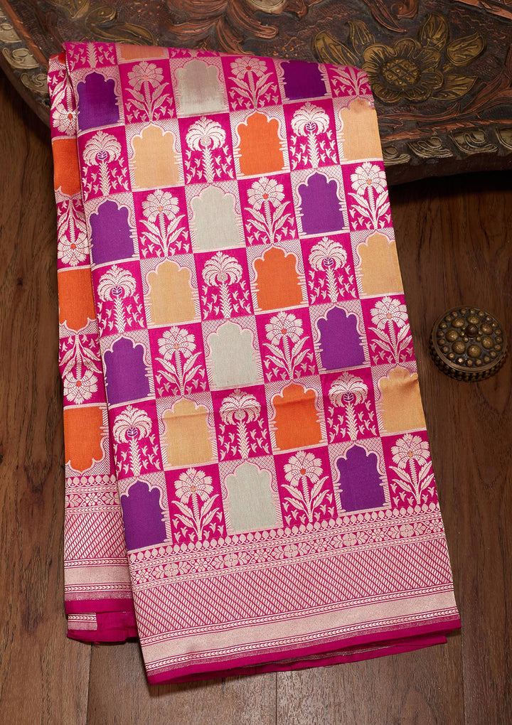 Rani Pink Zariwork Silk Silk_Saree