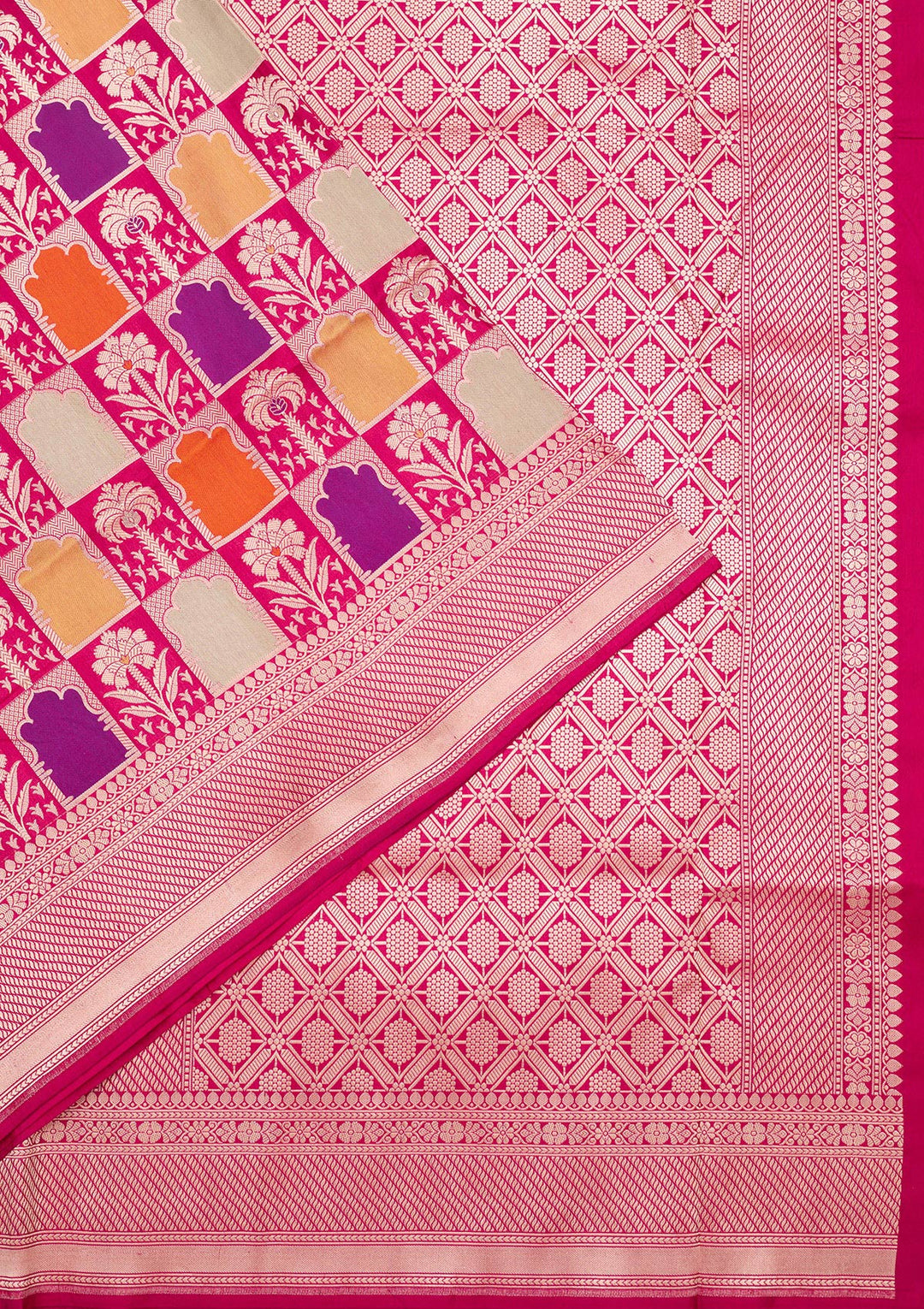 Rani Pink Zariwork Silk Silk_Saree