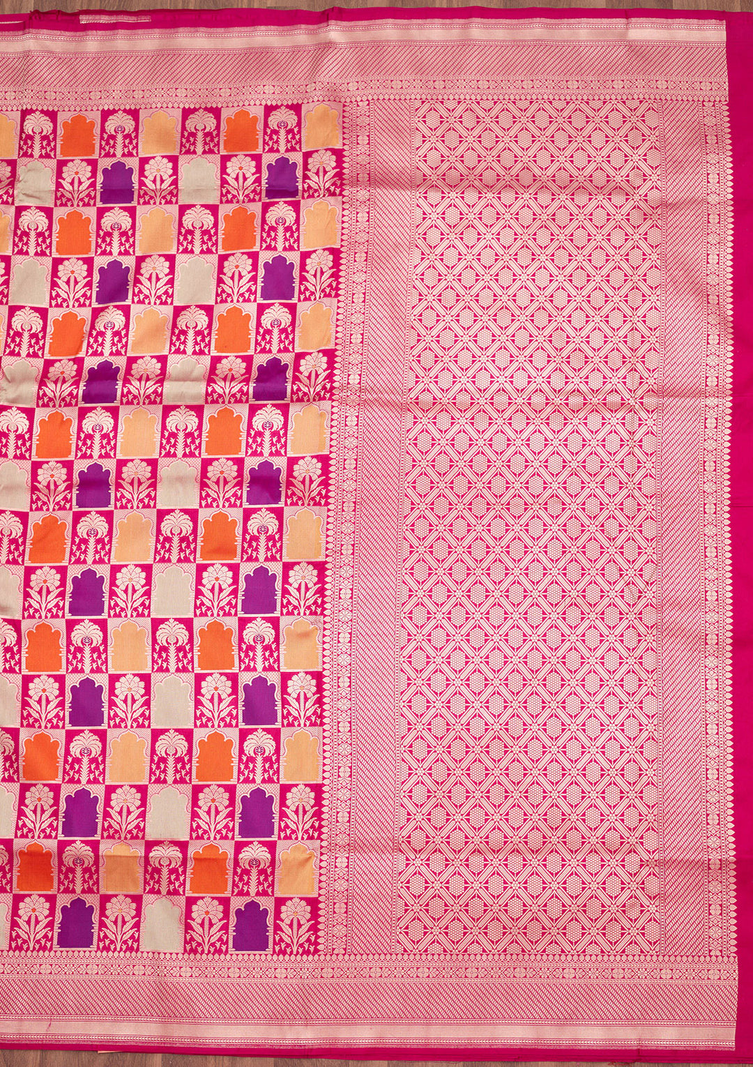 Rani Pink Zariwork Silk Silk_Saree