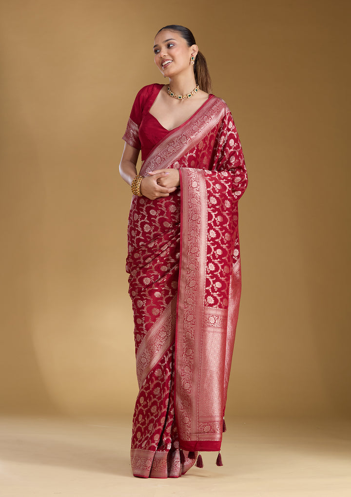 Maroon Zariwork (Gold) Silk Silk_Saree