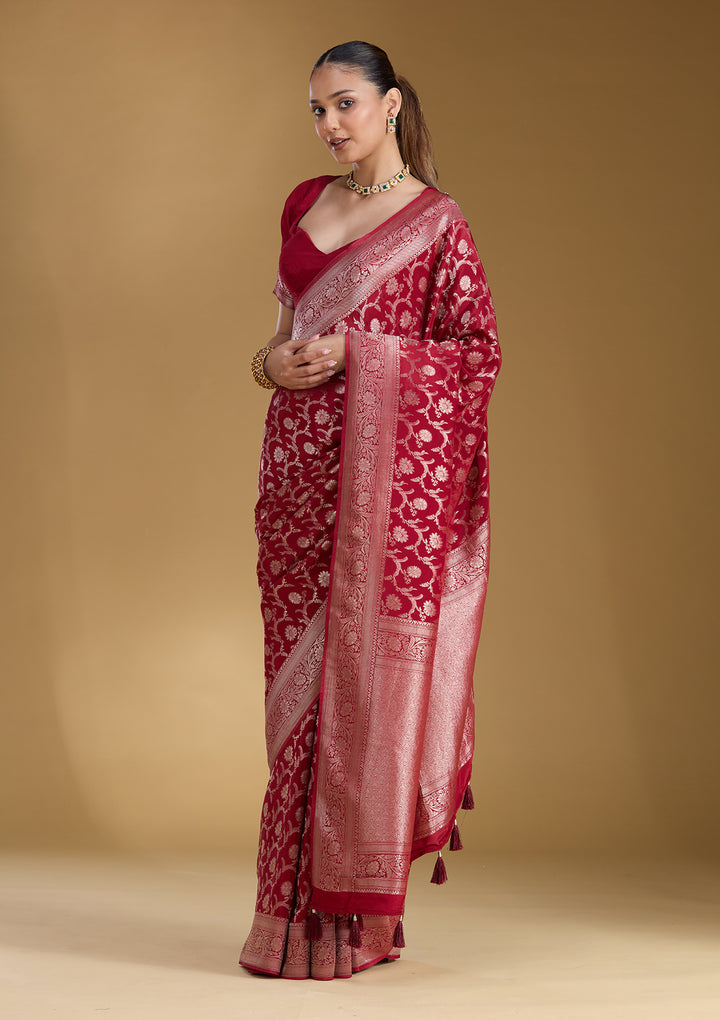 Maroon Zariwork (Gold) Silk Silk_Saree