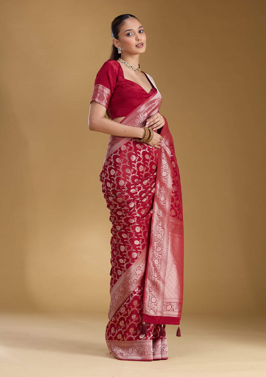 Maroon Zariwork (Gold) Silk Silk_Saree
