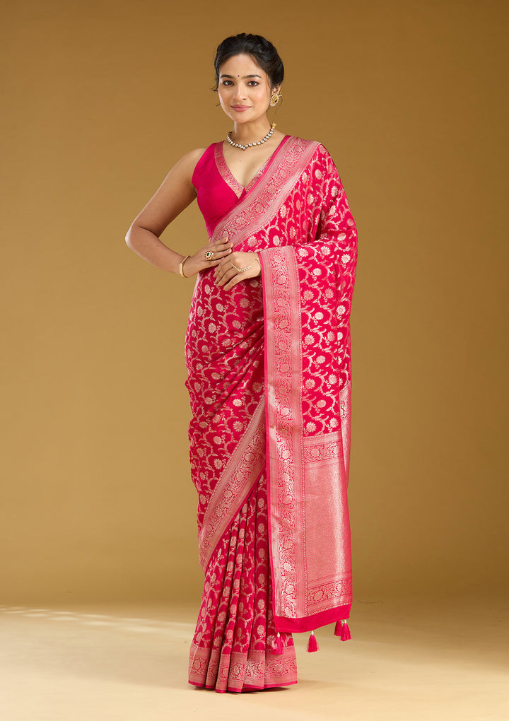 Rani Pink Zariwork (Gold) Silk Silk_Saree