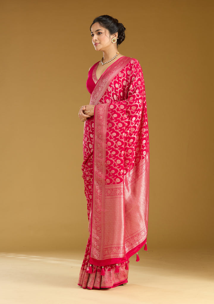 Rani Pink Zariwork (Gold) Silk Silk_Saree
