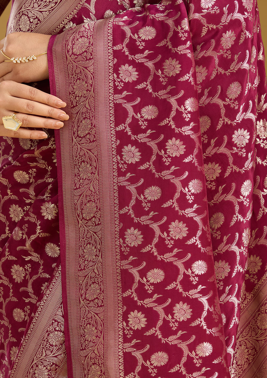 Wine Zariwork (Gold) Silk Silk_Saree