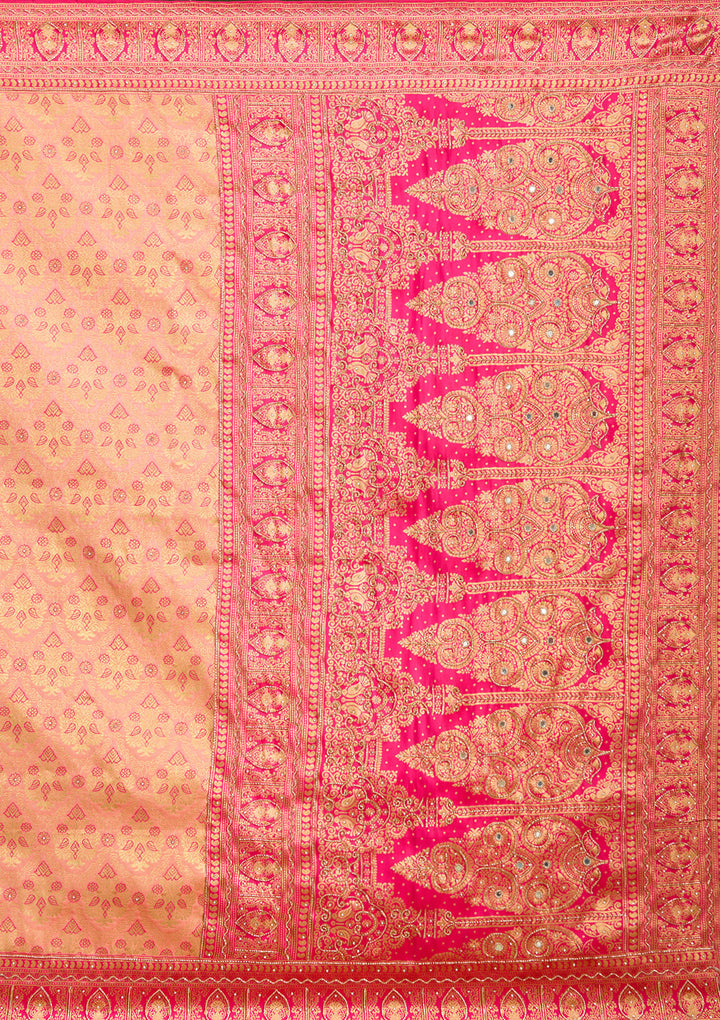 Peach Cutdana Silk Silk Saree