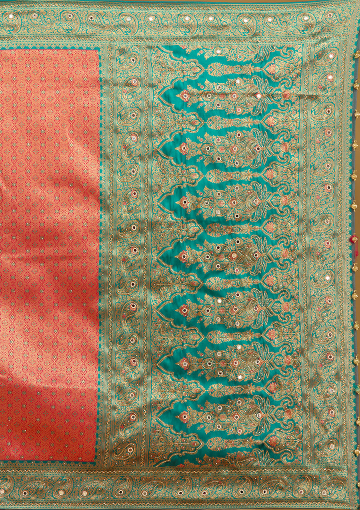 Red Aariwork Art Silk Saree