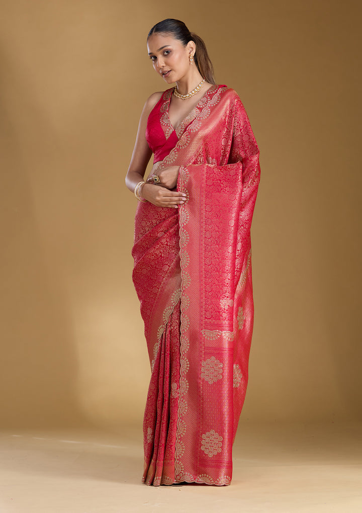 Rani Pink Stonework (Silver) Art Silk Silk_Saree