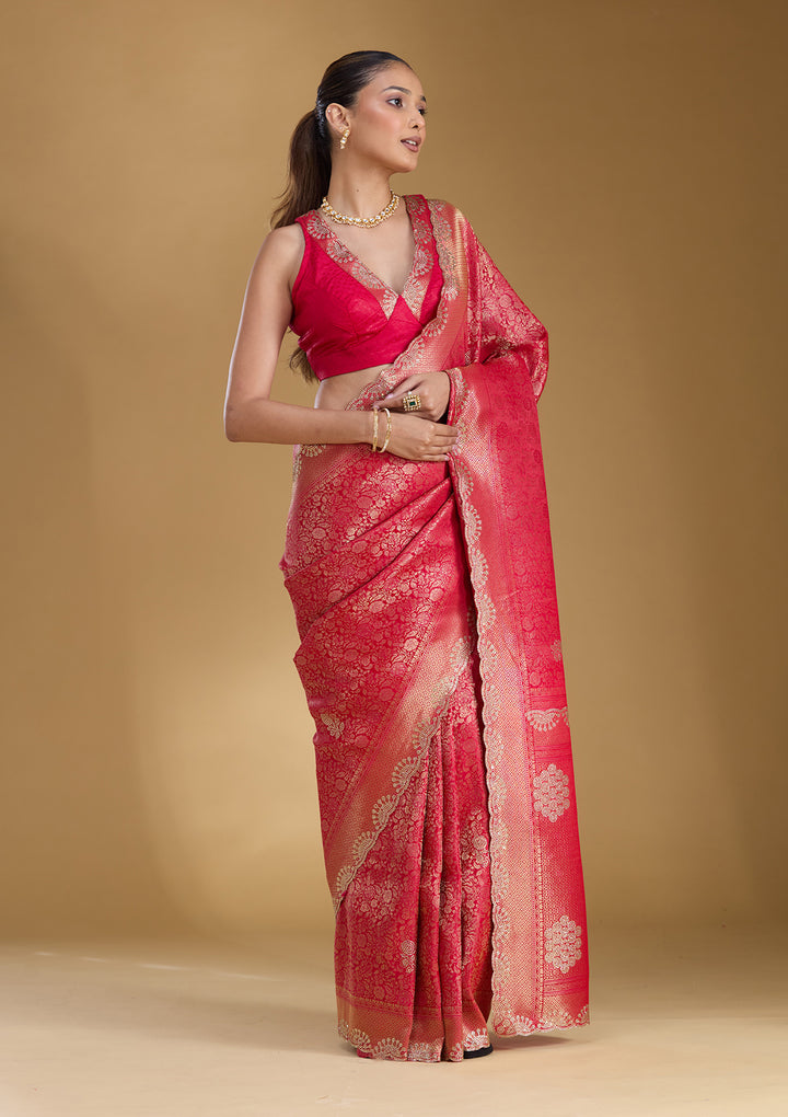 Rani Pink Stonework (Silver) Art Silk Silk_Saree