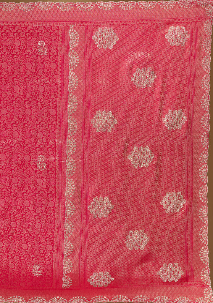 Rani Pink Stonework (Silver) Art Silk Silk_Saree