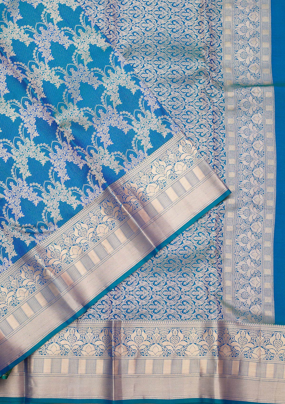 Peacock Blue Zariwork (Gold) Pure Silk Silk_Saree