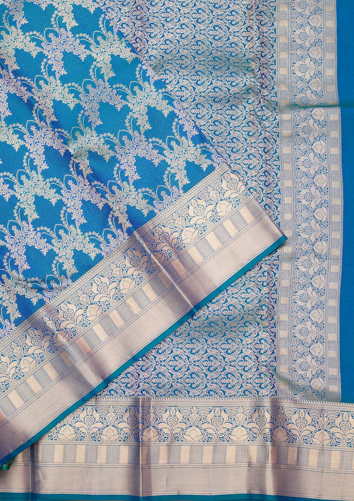 Peacock Blue Zariwork (Gold) Pure Silk Silk_Saree