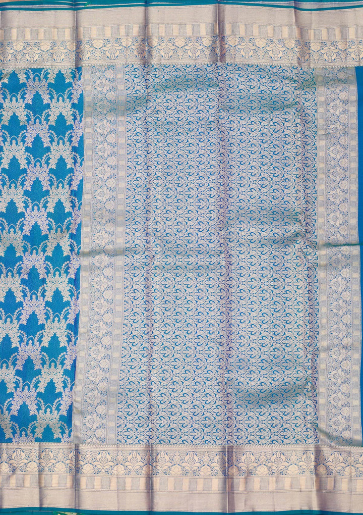 Peacock Blue Zariwork (Gold) Pure Silk Silk_Saree