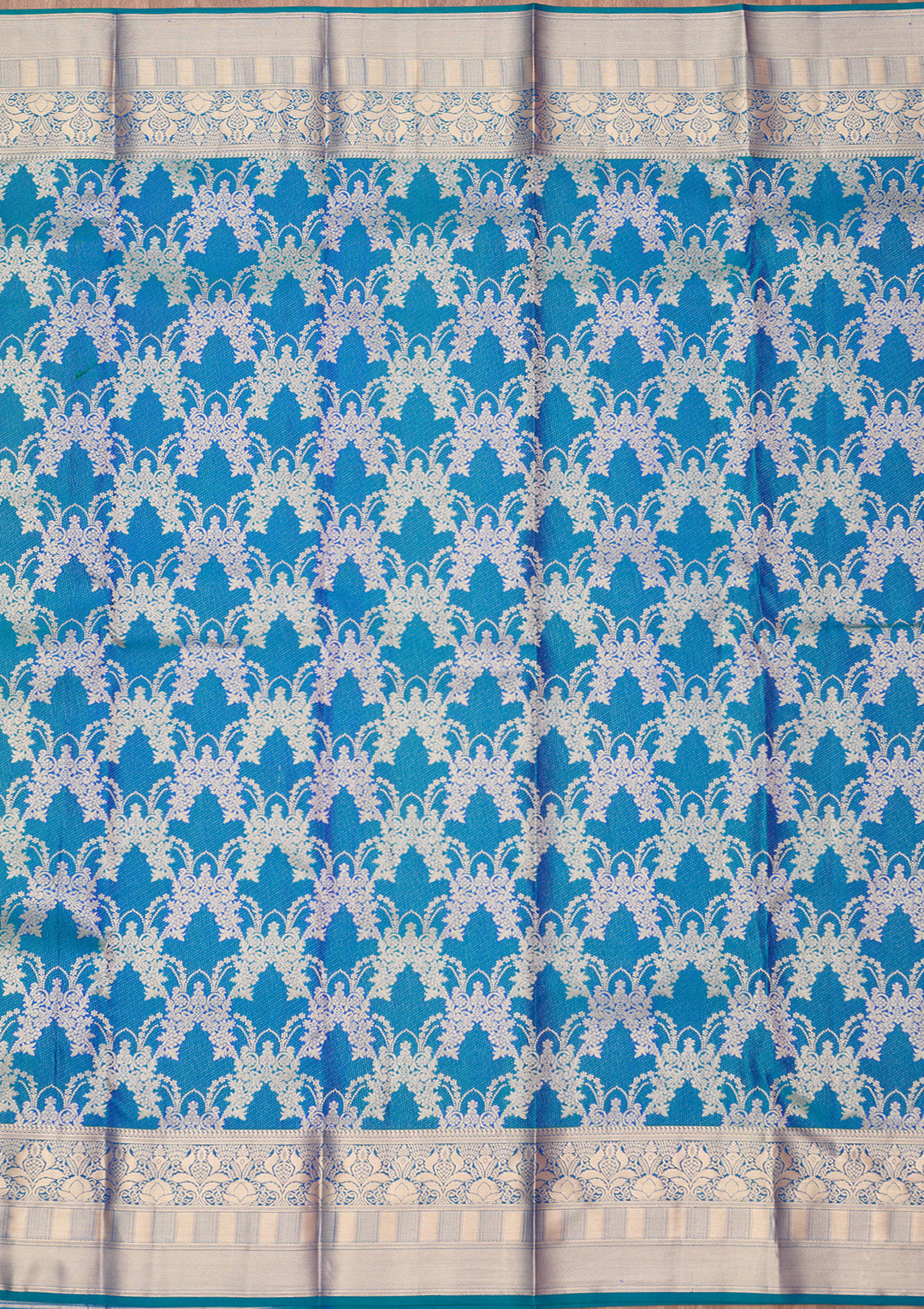 Peacock Blue Zariwork (Gold) Pure Silk Silk_Saree