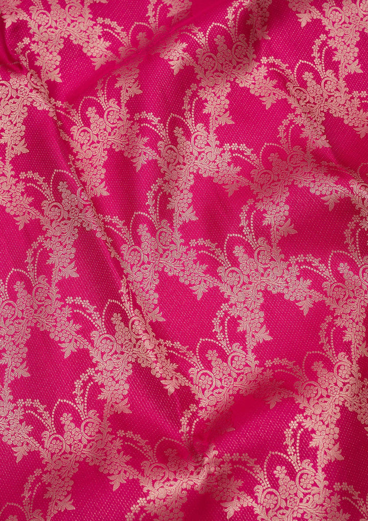 Rani Pink Zariwork Pure Silk Saree