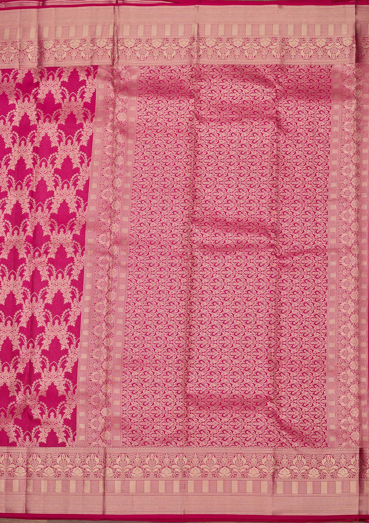 Rani Pink Zariwork Pure Silk Saree