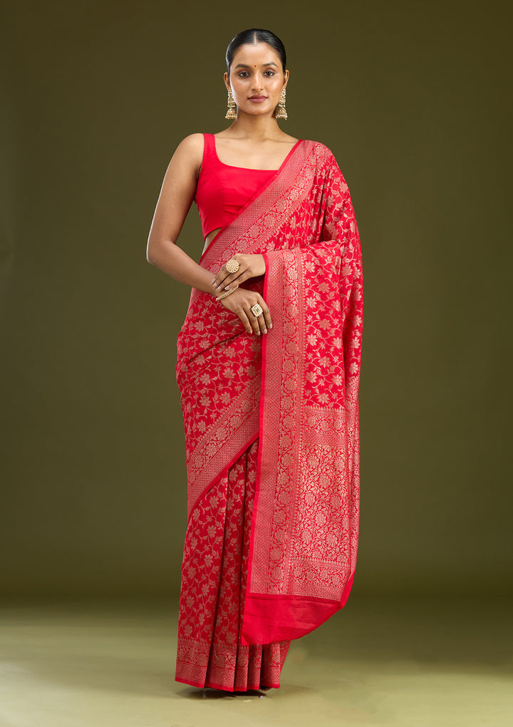 Red Zariwork (Gold) Silk Silk Saree