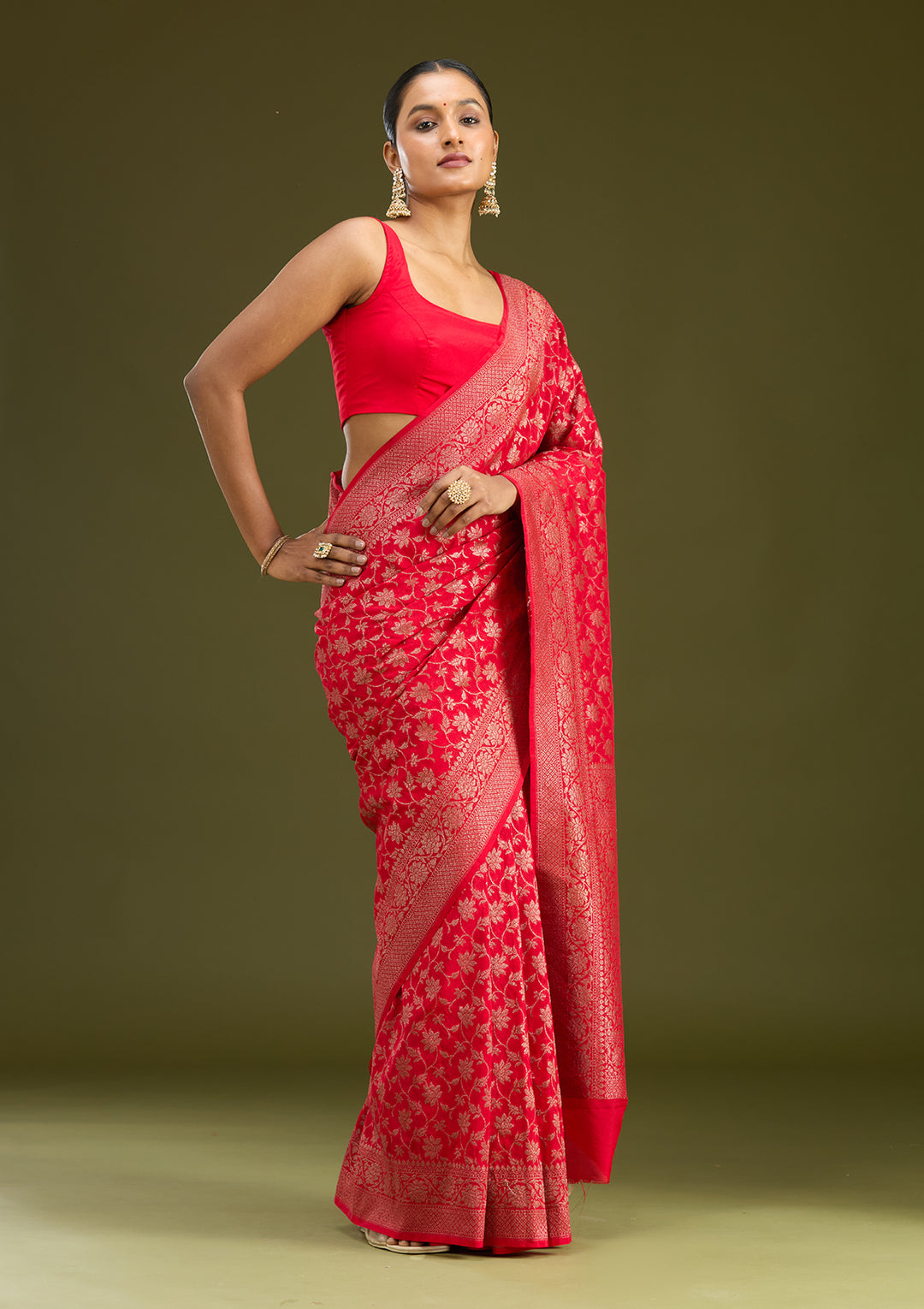 Red Zariwork (Gold) Silk Silk Saree