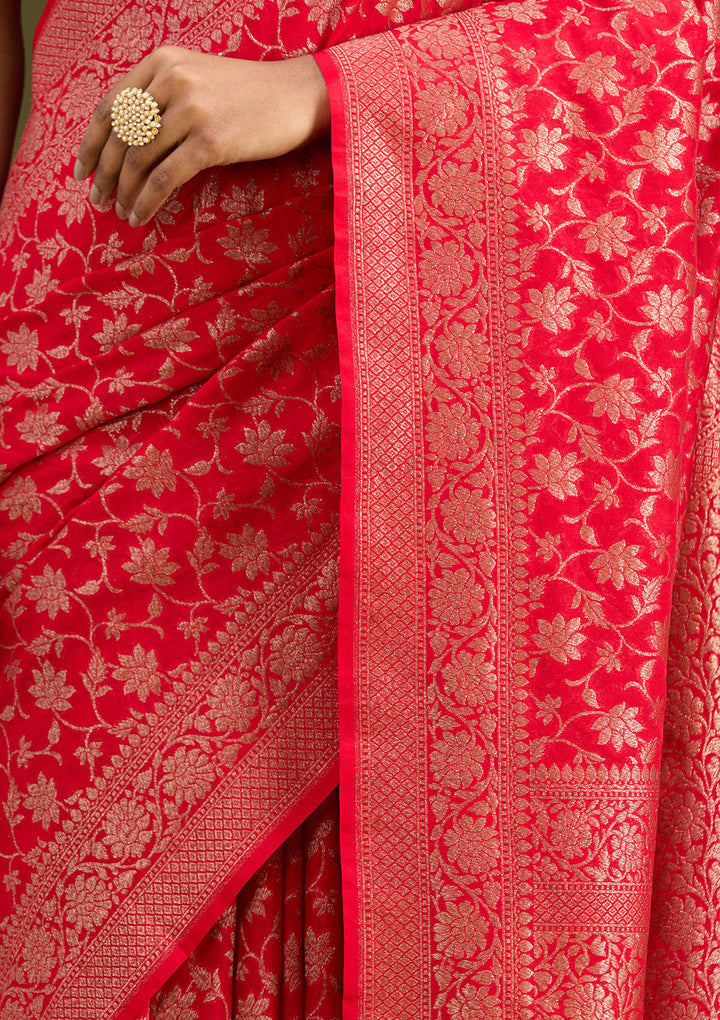 Red Zariwork (Gold) Silk Silk Saree