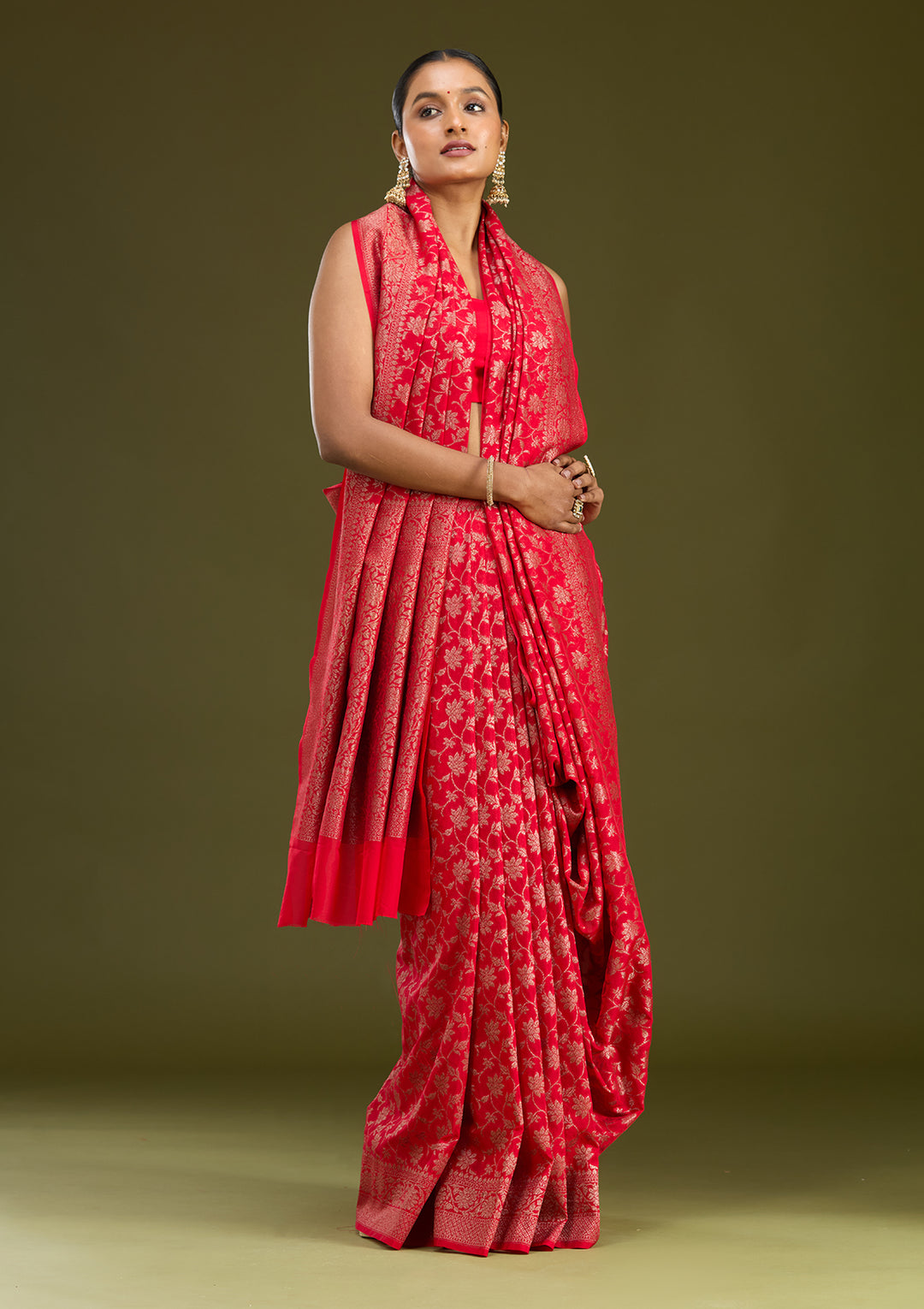 Red Zariwork (Gold) Silk Silk Saree