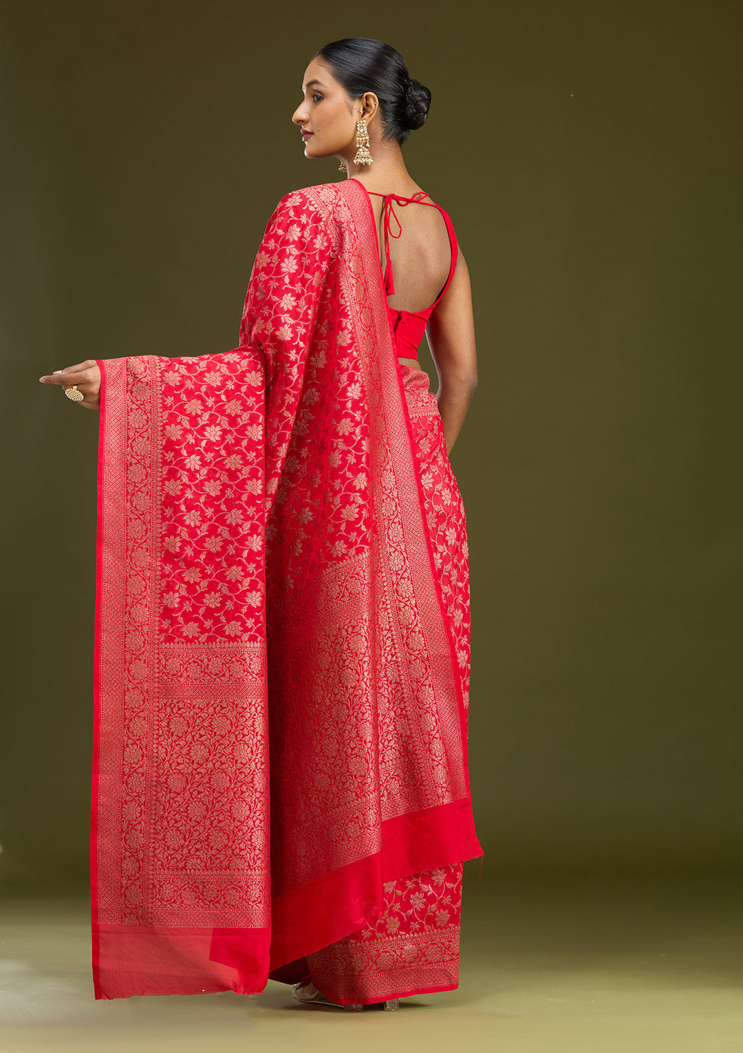 Red Zariwork (Gold) Silk Silk Saree