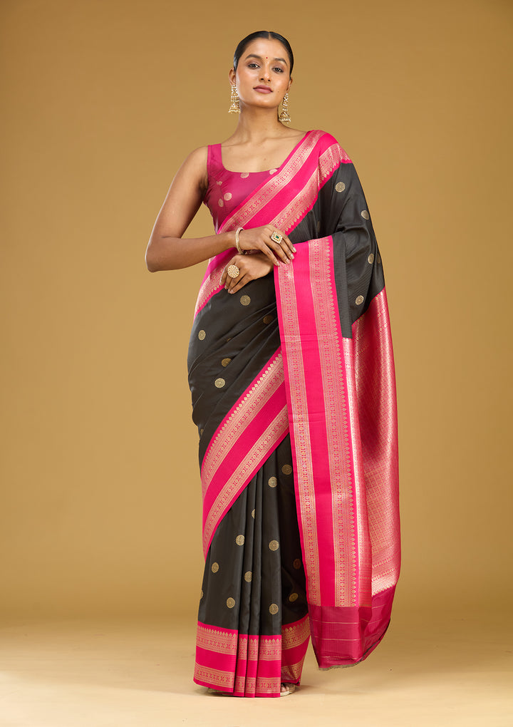 Black Zariwork (Gold) Silk Silk Saree