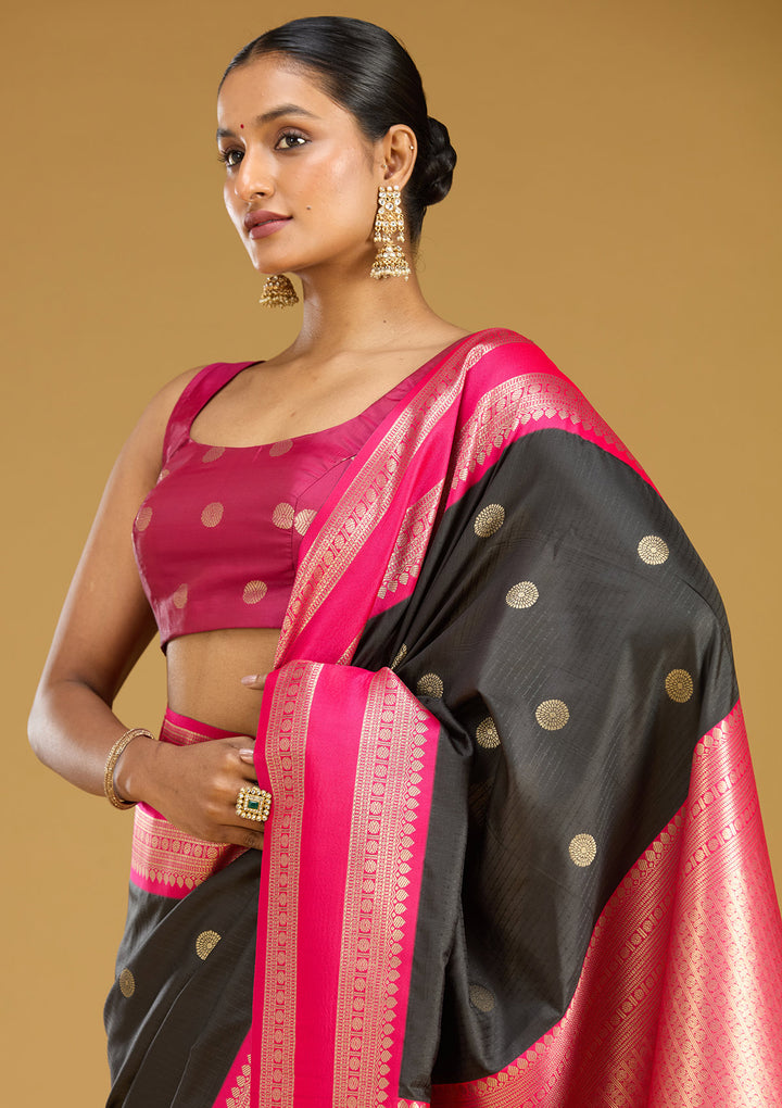 Black Zariwork (Gold) Silk Silk Saree