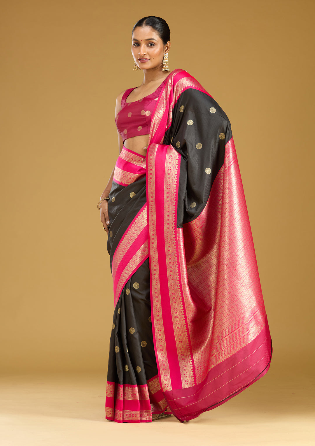 Black Zariwork (Gold) Silk Silk Saree