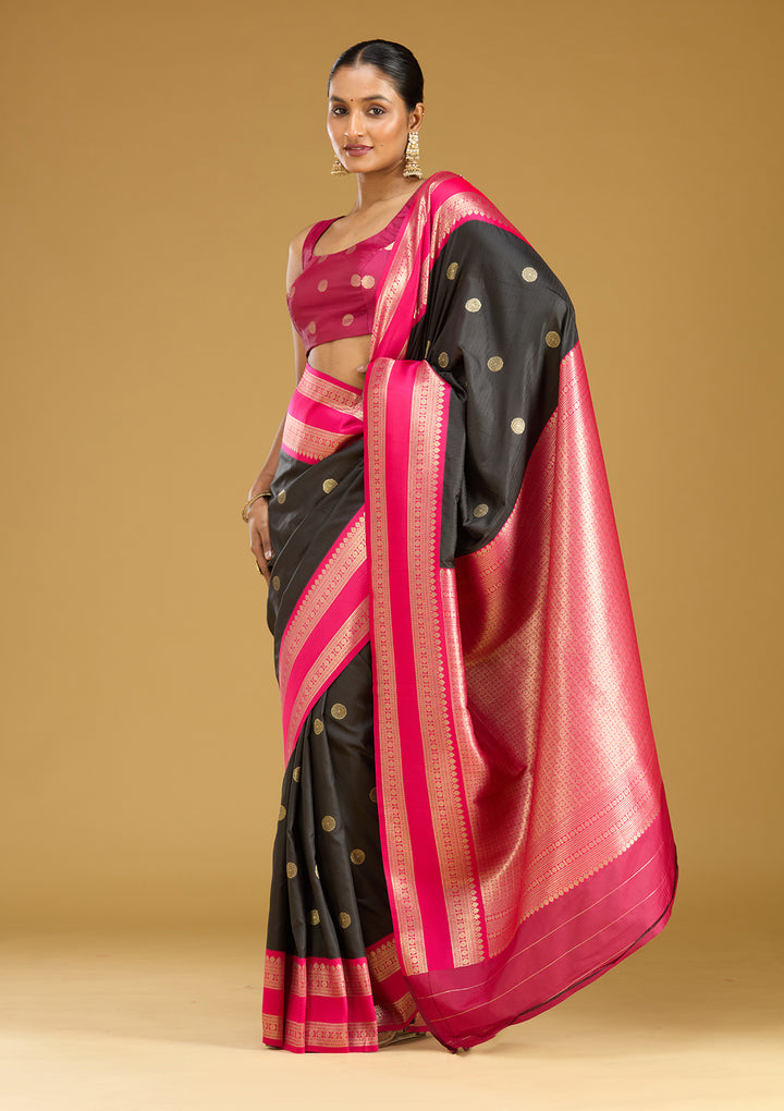 Black Zariwork (Gold) Silk Silk Saree